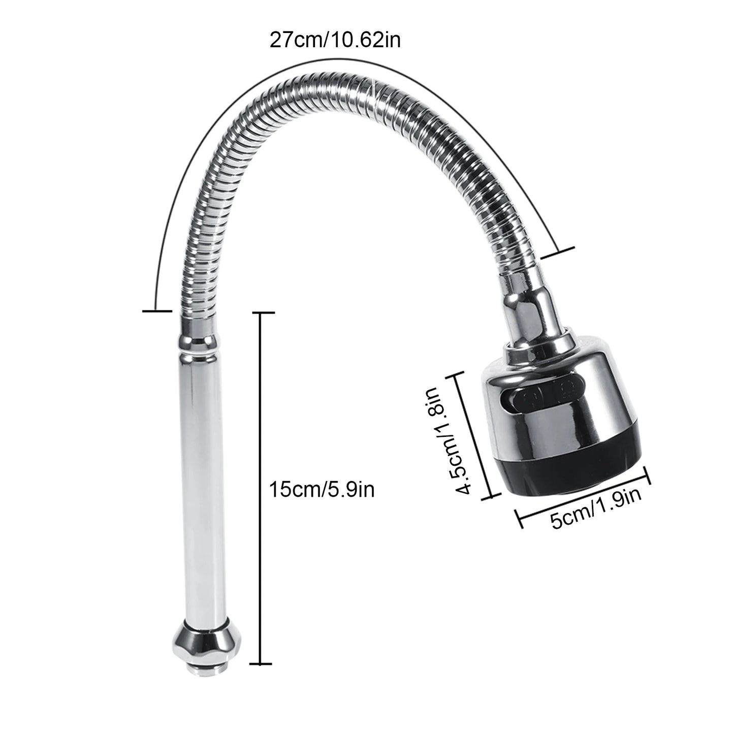 304 Stainless Steel Swivel Spout Kitchen Sink Faucet Pipe Fittings Single Handle Connection