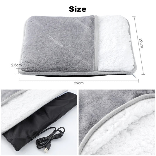 USB Thermostatic Hand Warmer for Winter Office and Home Use Shawl Warm Hands and Legs Short Velvet Fabric Heating Blanket
